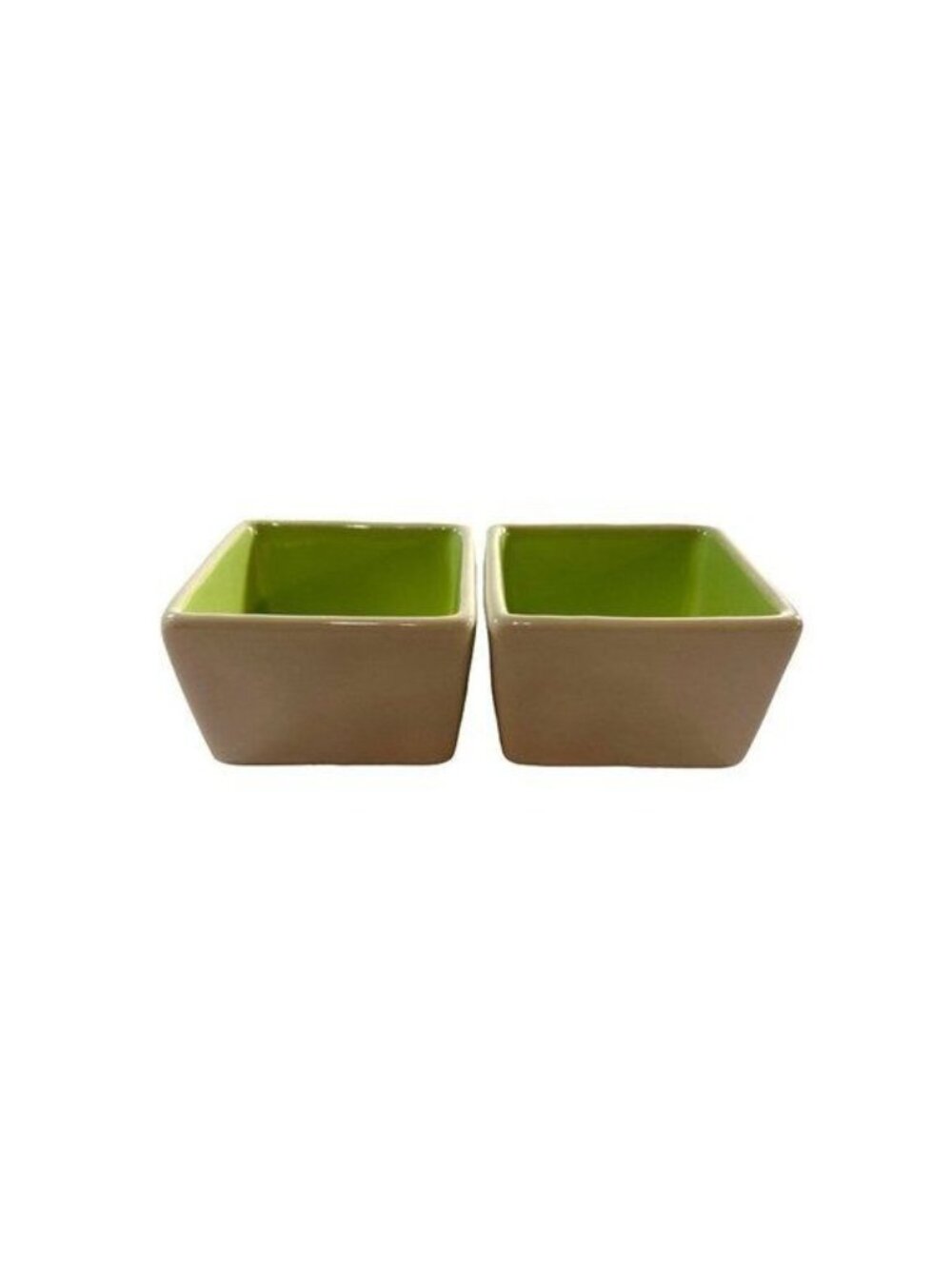 Rae Dunn Bowl Set Artisan Collection Savor Enjoy Square Set of 2 Green/Cream New